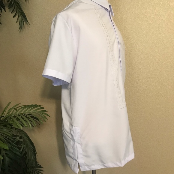 White Hugo Barong Short sleeves with front embroidery. Size large - Picture 4 of 8